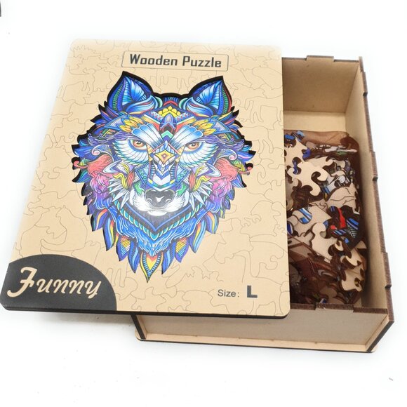 Suvira Animal Wooden Puzzle - Engaging, Educational, and Eco-Friendly Ware wolf - Picture 8 of 9